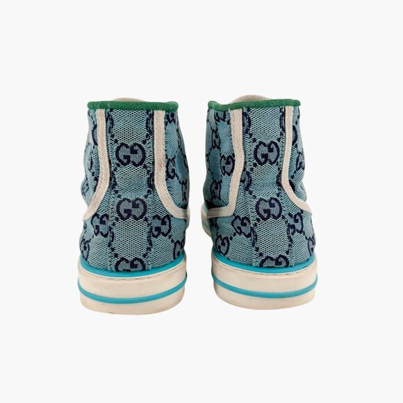Gucci 1977 Tennis Blue GG Canvas High Top Sneakers Shoes Size 37 US 7 Women’s - Picture 6 of 14